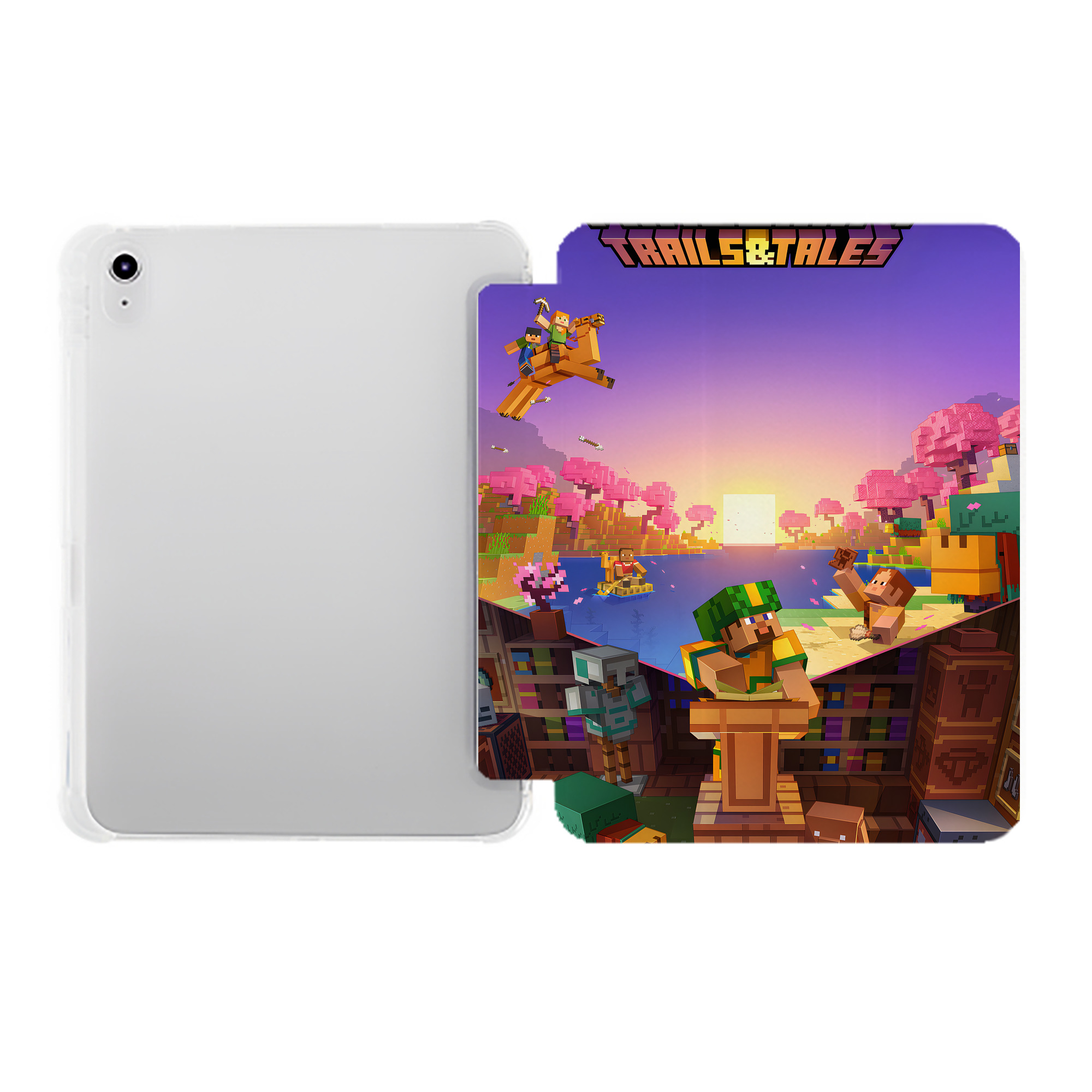 （画像用） マインクラフト ブロックの世界 Minecraft MC Block world IPad ケース ペン収納付き 三つ折りスタンド PUレザー×シリコン 対応機種9.5/10.5/10.9インチ